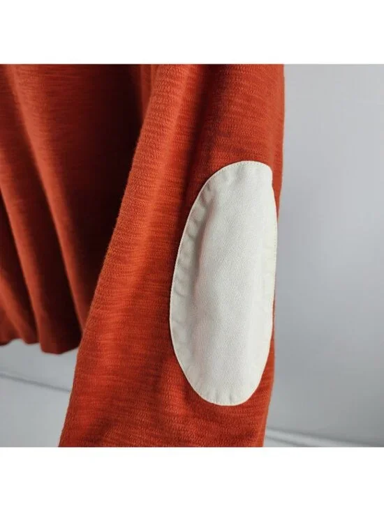 L.L. Bean Shirt Men XL Reg Orange VTG Signature Slim Fit Rugby L/S Elbow Patches - Picture 6 of 8